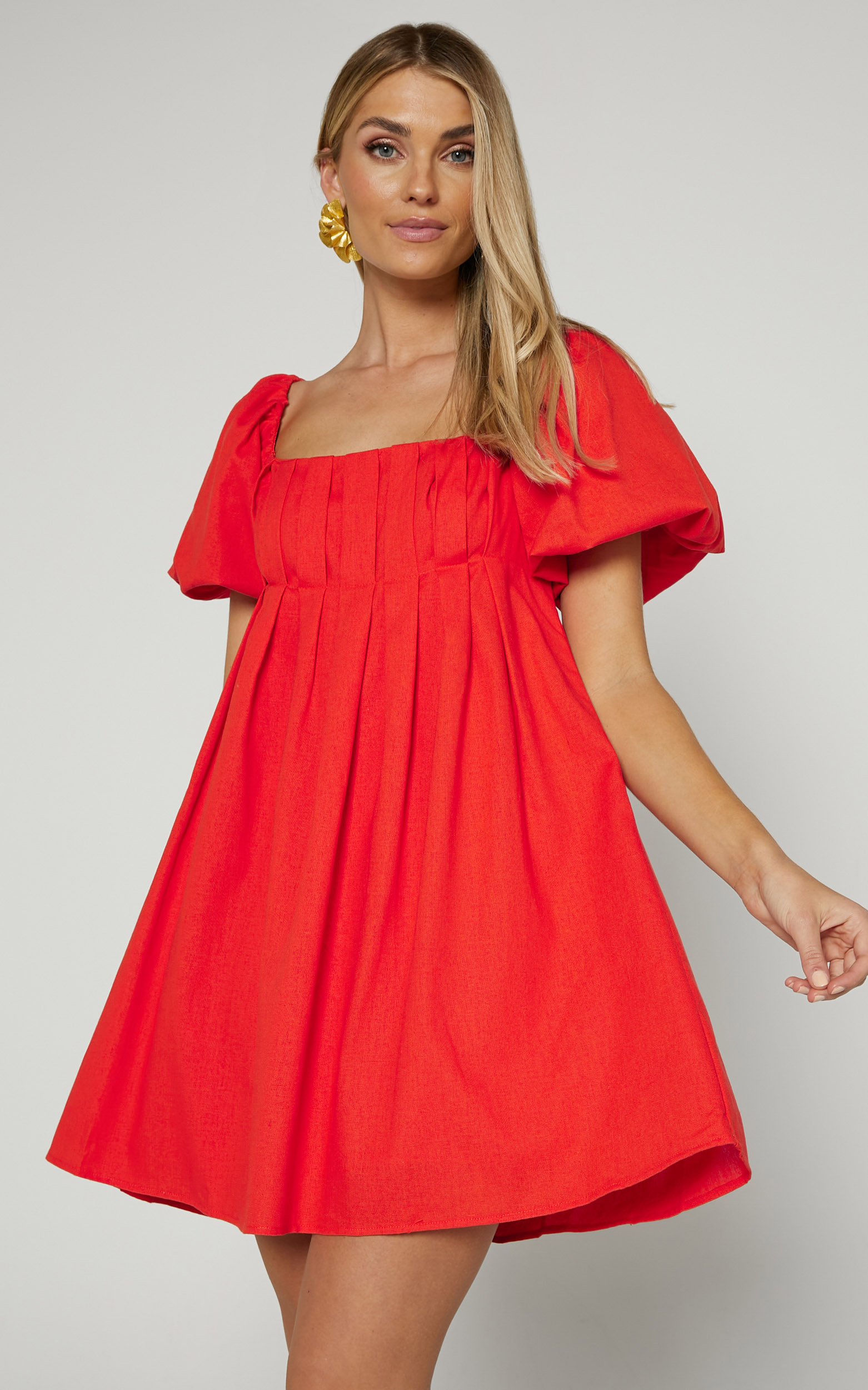 Maisey Mini Dress - V Neck Lace Detail Slip Dress in Red