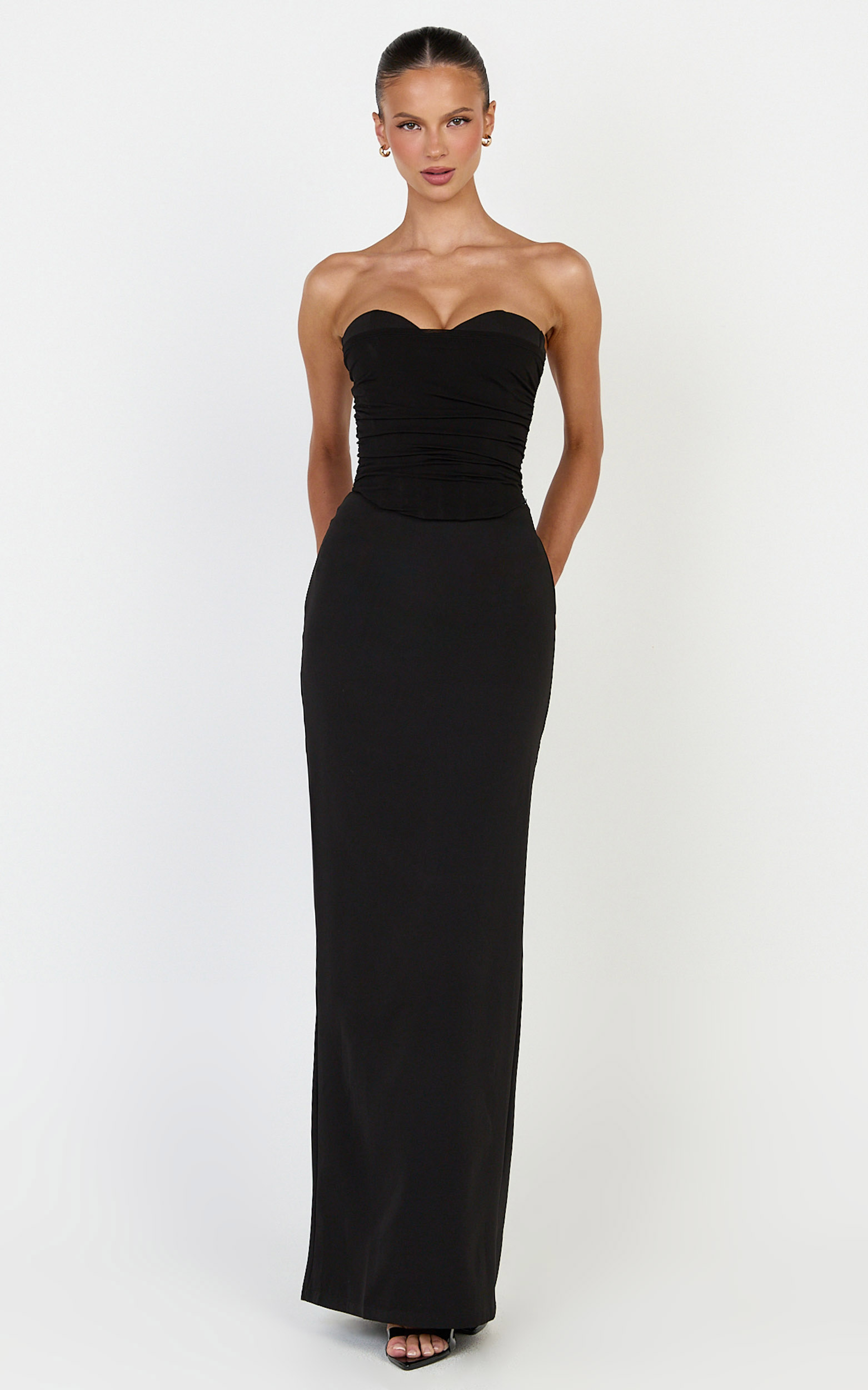 Showpo Helda Maxi Skirt - Mid Waist Back Split Skirt in Black