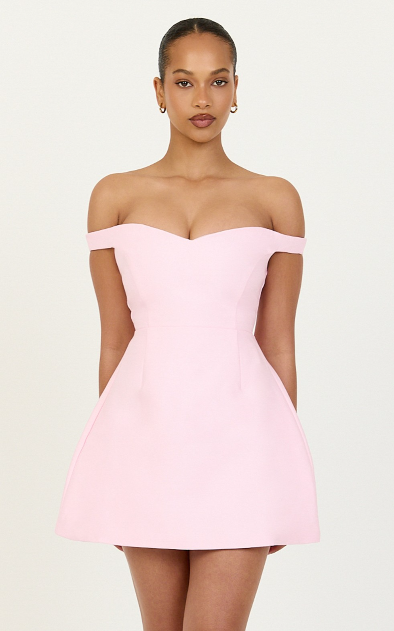 Holly Mini Dress - Off The Shoulder Sweetheart Neck Tulip Skirt Dress
